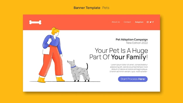 PSD gratuito modello di banner per animali domestici design piatto