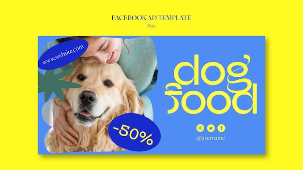 Free PSD flat design pet care facebook template