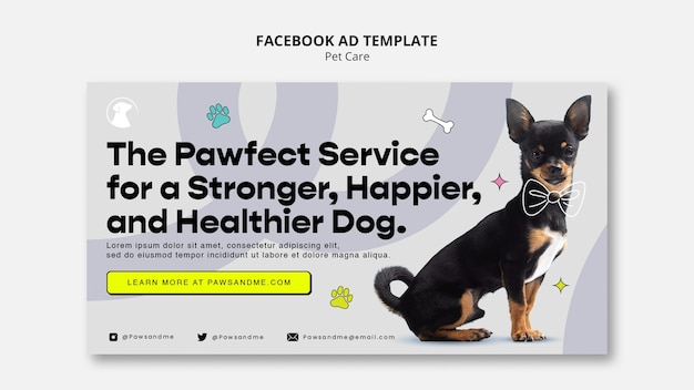 Free PSD flat design pet care template