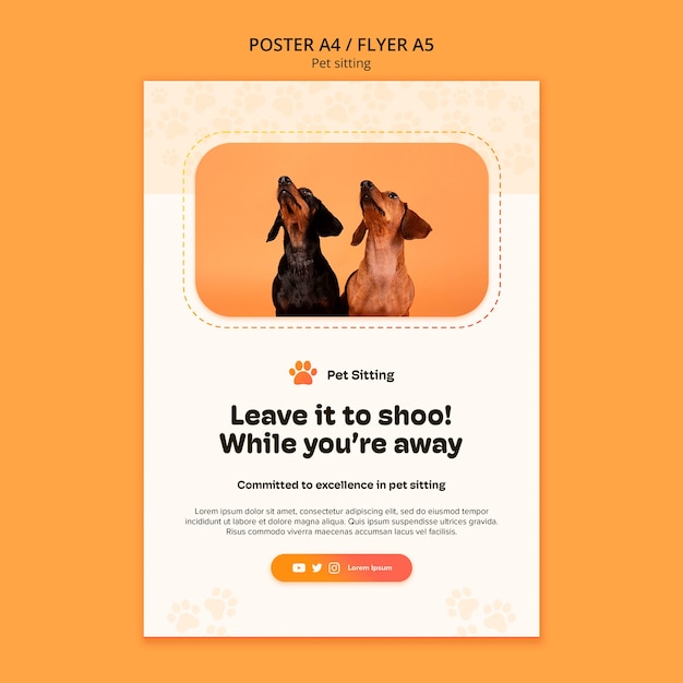 Flat design pet sitting template