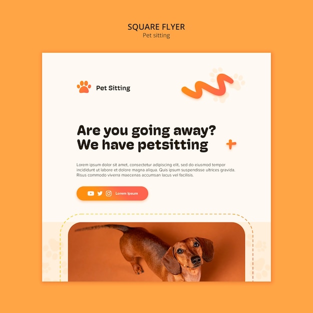 Free PSD flat design pet sitting template