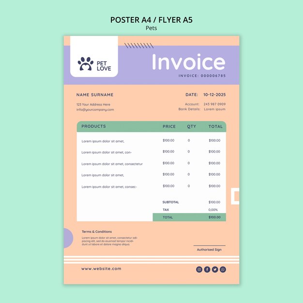 Flat design pet template