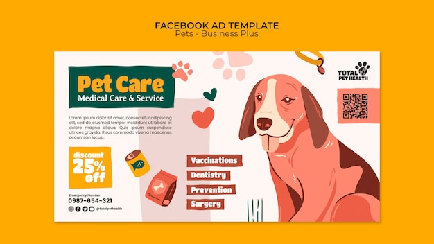 PSD gratuito modello per animali domestici dal design piatto