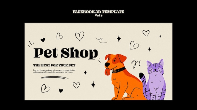 PSD gratuito modello per animali domestici dal design piatto