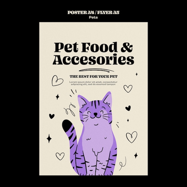 PSD gratuito modello per animali domestici dal design piatto