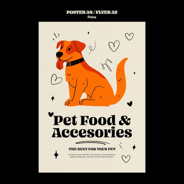 PSD gratuito modello per animali domestici dal design piatto