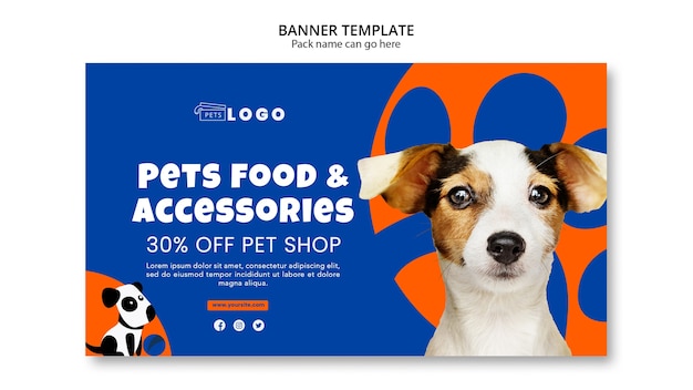 Free PSD flat design pets care banner template