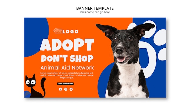 Free PSD flat design pets care banner template