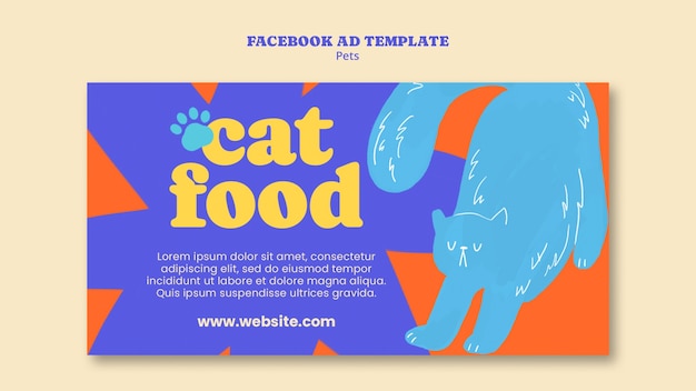 Free PSD flat design pets food  facebook template