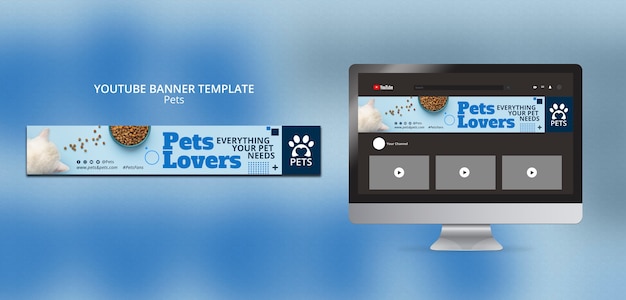 Free PSD flat design pets template