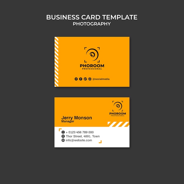 Free PSD flat design photography business card template