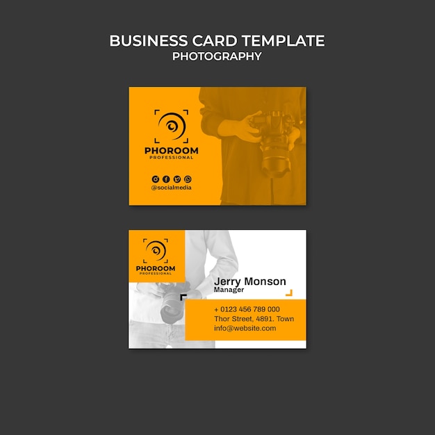 Free PSD flat design photography business card template