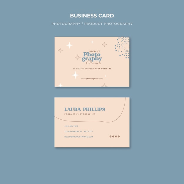 Flat design photography business card template