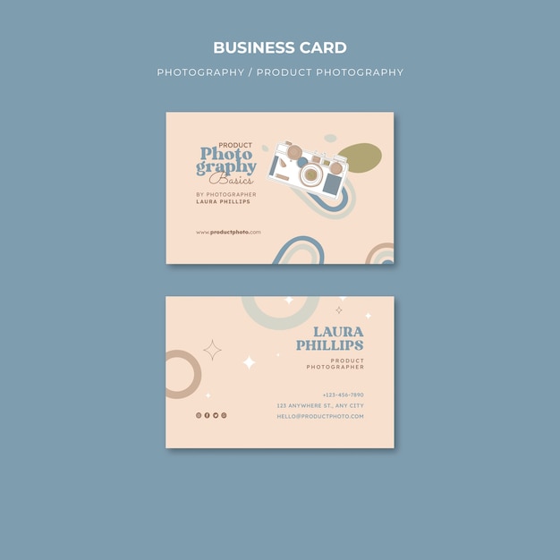 Free PSD flat design photography business card template