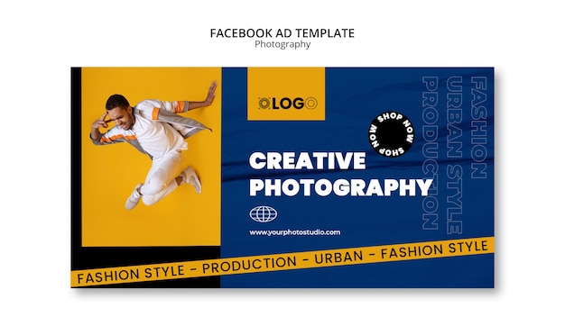 Flat design photography facebook ad template