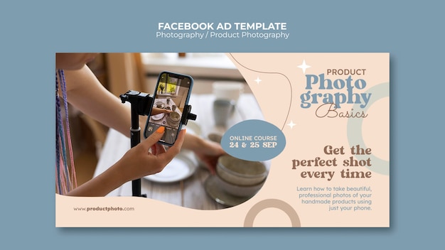 Flat design photography facebook ad template