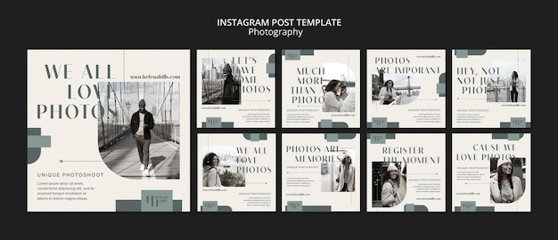 Flat design photography instagram post template