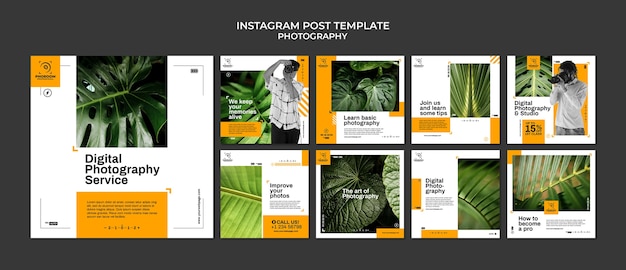 Flat design photography instagram post template