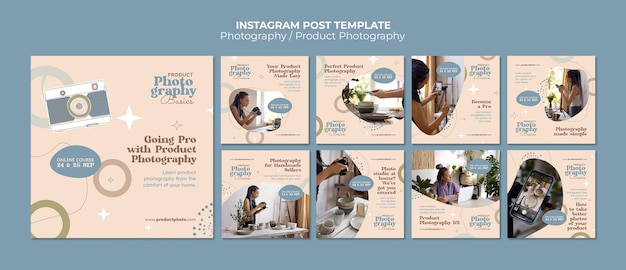 Free PSD flat design photography instagram post template