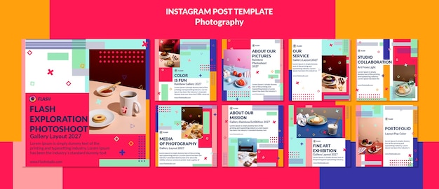 Flat design photography template design