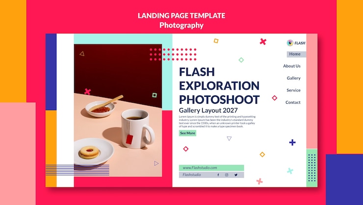 Free PSD flat design photography template design