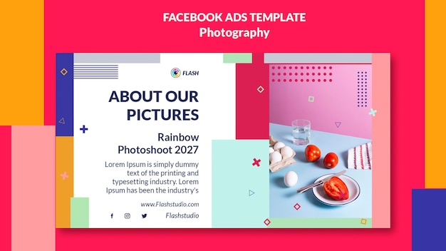 Free PSD flat design photography template design