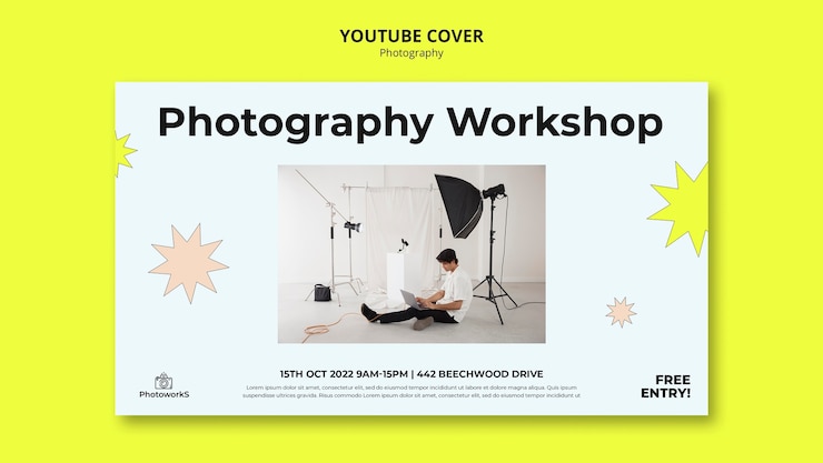 Free PSD flat design photography template
