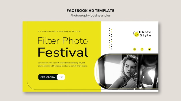 Free PSD flat design photography template