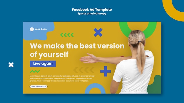 Free PSD flat design physiotherapy facebook template