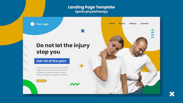 Free PSD flat design physiotherapy landing page