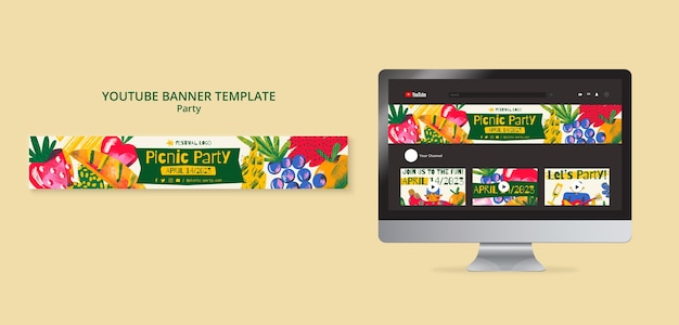 Free PSD flat design picnic party template