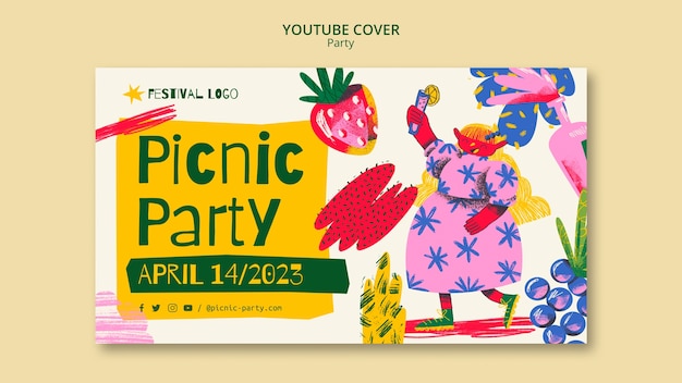 Free PSD flat design picnic party template