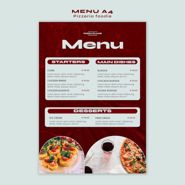 Flat design pizzeria foodie template