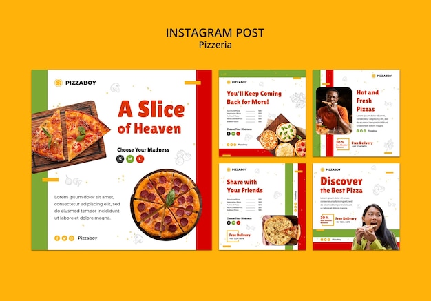 Flat design pizzeria template design