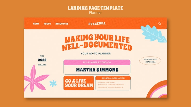 Free PSD flat design planner template
