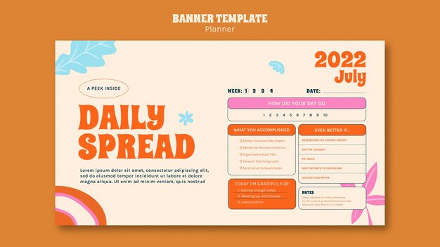 Flat design planner template