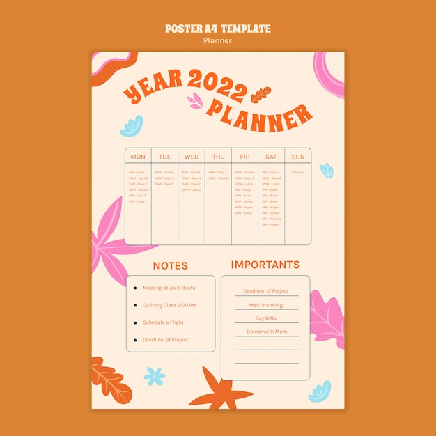 Free PSD flat design planner template