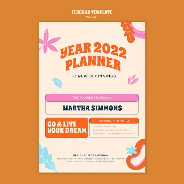 Free PSD flat design planner template