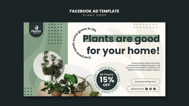 Free PSD flat design plant care facebook template