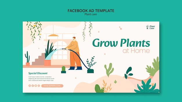 flat design plant care facebook template