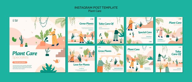 평면 디자인 식물 관리 Instagram 게시물