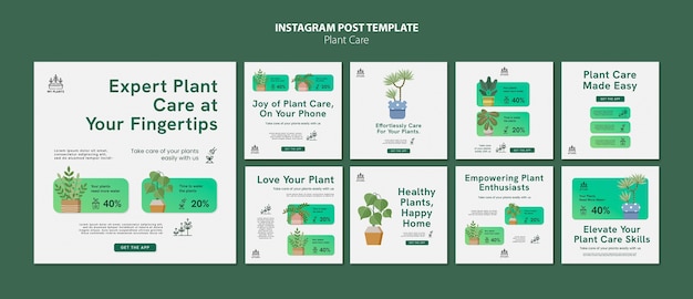 Free PSD flat design plant care template