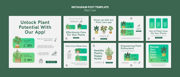 Free PSD flat design plant care template