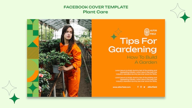PSD gratuito modello di cura delle piante design piatto