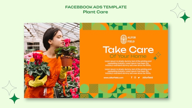 PSD gratuito modello di cura delle piante design piatto