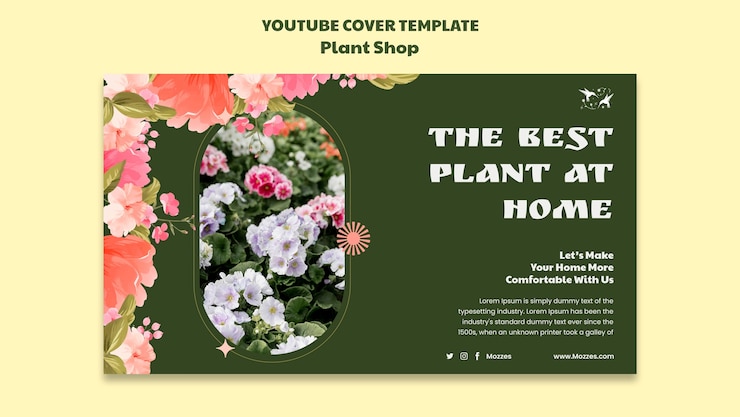 無料PSD フラットなデザインの植物ケア テンプレート