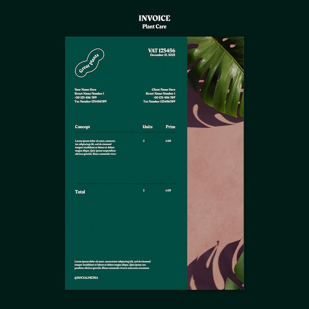 Free PSD flat design plant care template