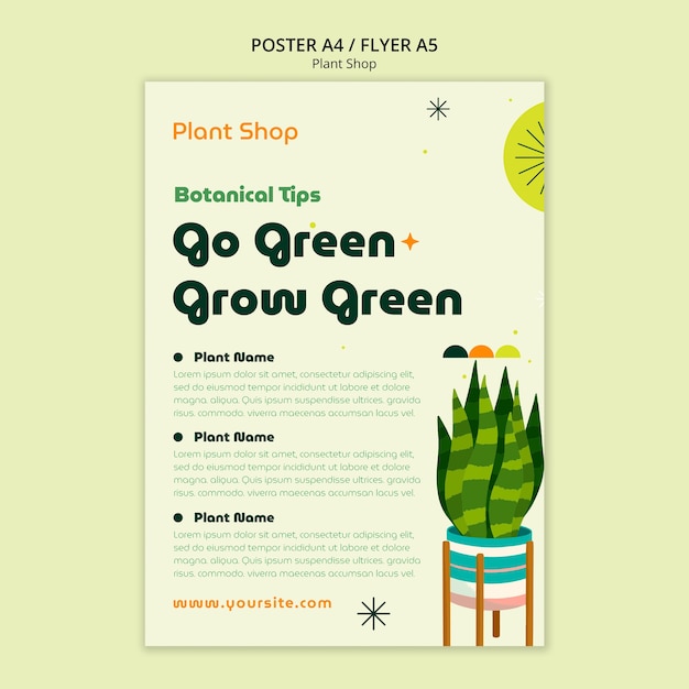 Free PSD flat design plant shop template