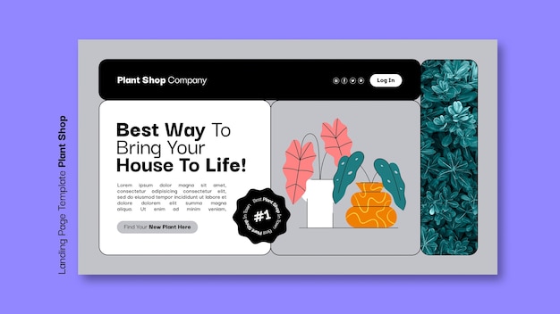 PSD gratuito modello di negozio di piante design piatto