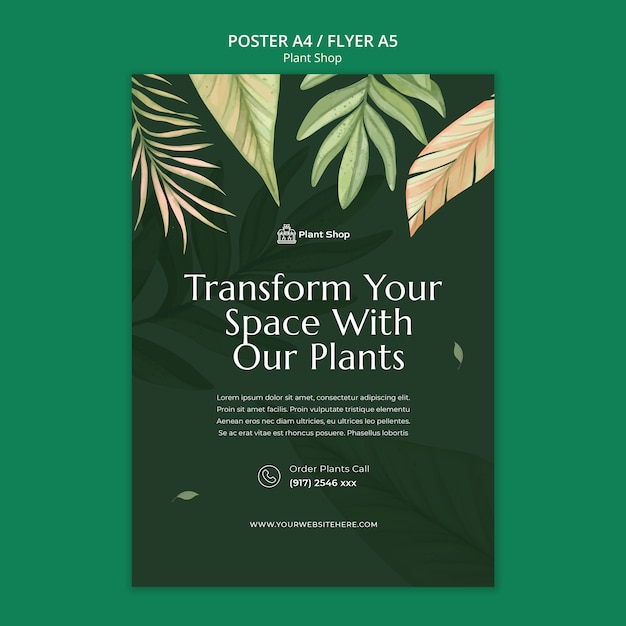 Free PSD flat design plant shop template